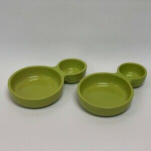 Vintage P172 D23 Chip N Dip Divided Dishes Bowls Green Lot of 2